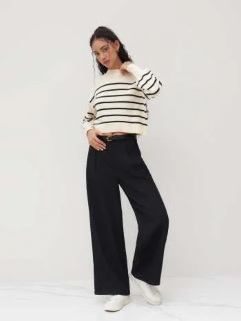 Cider Belted Black Mid Rise Straight Leg Trouser Size XL/10 - Picture 9 of 14
